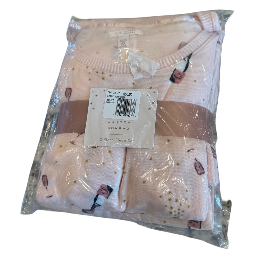 New Lauren Conrad 2-Piece Sleep Set Pink 2X